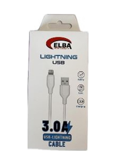 Elba Elb27-ıos 1mt iPhone Uyumlu Lightning 3a Hızlı Şarj Hasırlı Şarj Kablosu Beyaz