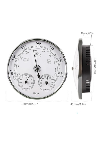 Barometre Seti. 3'lü Barometre Termometre Hygrometre. 130mm. Beyaz
