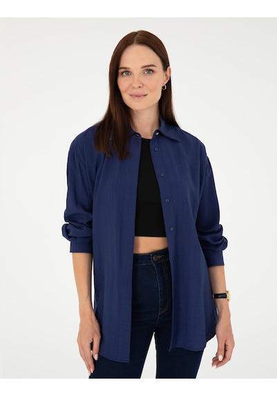 Pierre Cardin Kadın Lacivert Gömlek Desenli 50284899-vr033 Lacivert