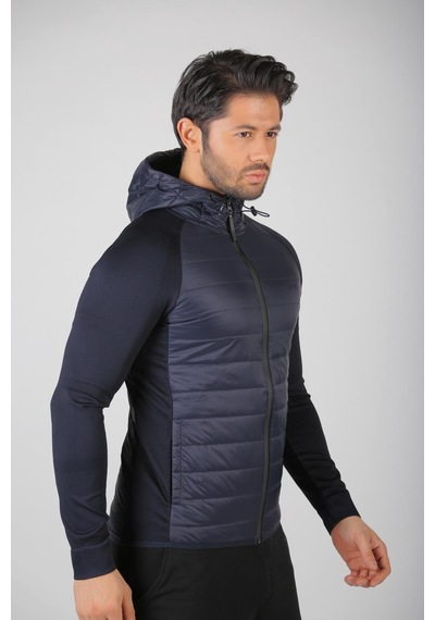 Maraton Sportswear Slimfit Erkek Kapşonlu Uzun Kol Basic Lacivert Ceket 17425 Lacivert