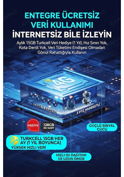 5 Kameralı 4g/e-sım Destekli 18x Zoom Ptz Güneş Enerjili Profesyonel Dış Mekân Güvenlik Kamerası
