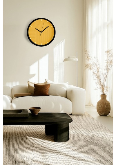 Modern Tasarım Duvar Saati - 30cm - Önü Camlı Siyah Kasa - Sessiz Mekanizma-jh0434 Siyah