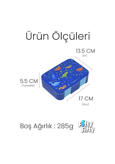 Vagonlife 700 Ml Tek Kat Sızdırmaz,karışmaz Üç Bölmeli Çocuk Beslenme Kutusu -ffb096-700 Mavi