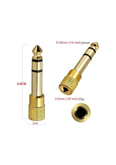 6.3Mm Erkek To 3.5Mm Dişi Çevirici Çivi Jak Gold