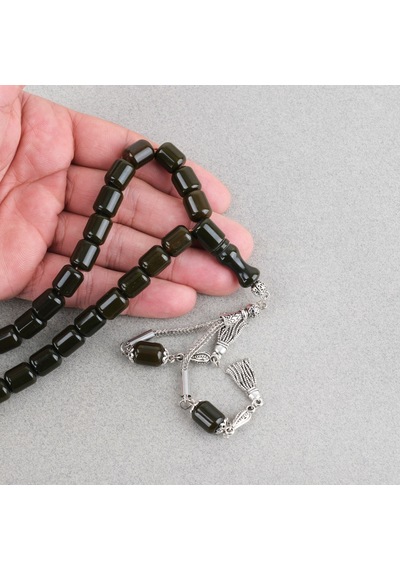 Katalin Çubuk Alpaka Püsküllü Kapsül Kesim 9x11mm Tesbih -haki