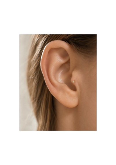 14 Ayar Altın Desenli Top Model Tragus Piercing Küpe Diğer