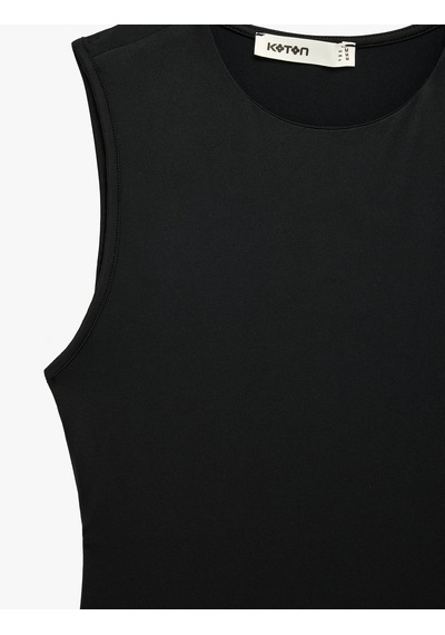Koton Slim Fit Kolsuz Bisiklet Yaka Bodysuit Siyah 7wak10014ek
