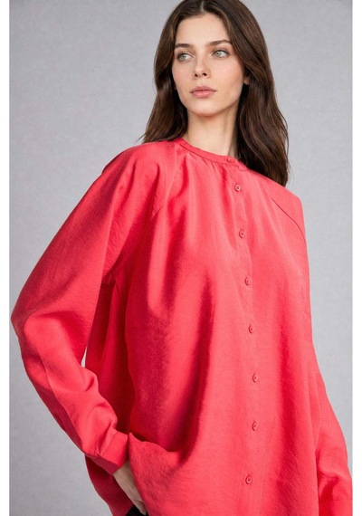 Defacto Relax Fıt Modal Uzun Kollu Koyu Mercan Tunik H5279ax26smrd352 Kırmızı-rd352