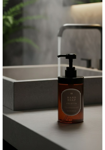 Buççin Online Mağaza 400 Ml Amber Sıvı Sabunluk - Hand Soap Etiketli - Mutfak & Banyo Sabun Şişesi 400hsc Plastik Kahve Çok Renkli