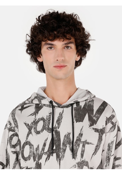 Colin's Colins Normal Kesim Kapüşonlu Baskılı Gri Erkek Sweatshirt Cl1070908 Açık Gri