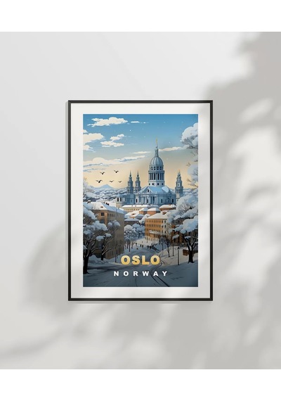 Çerçevesiz Poster Oslo Kış Manzarası