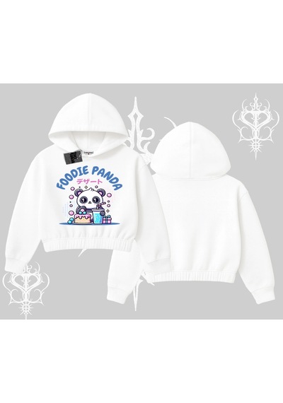Startmore Kapşonlu Crop Sweatshirt Foodie Panda Tatlı Ve Sevimli Panda Baskılı Beyaz Startmore Kapşonlu Crop Sweatshirt Foodie Panda Tatlı Ve Sevimli Panda Baskılı Beyaz
