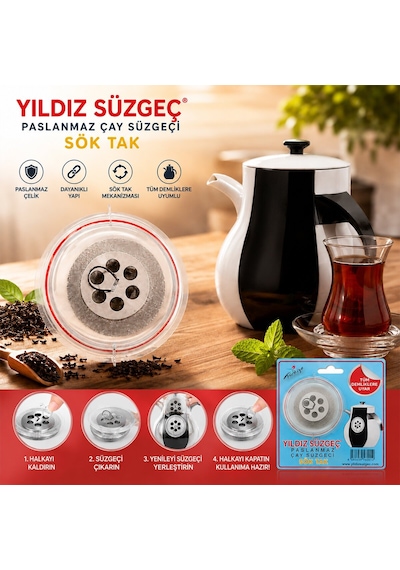 Yıldız Sök Tak Çay Süzgeci- 50'li Paket Diğer