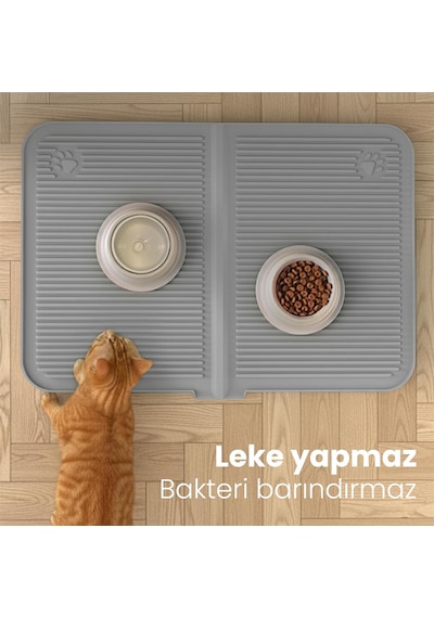 Silikon Kum Ve Mama Matı Gri, Büyük Boy