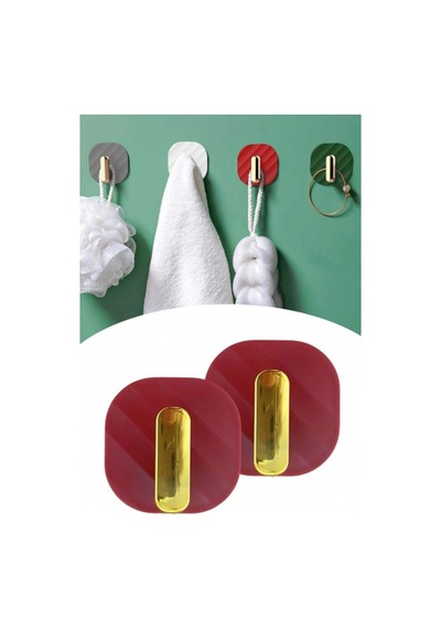 2li Yapışkanlı Retro Askılık Dolap Kapak Kulpu Kırmızı 5324 1461851