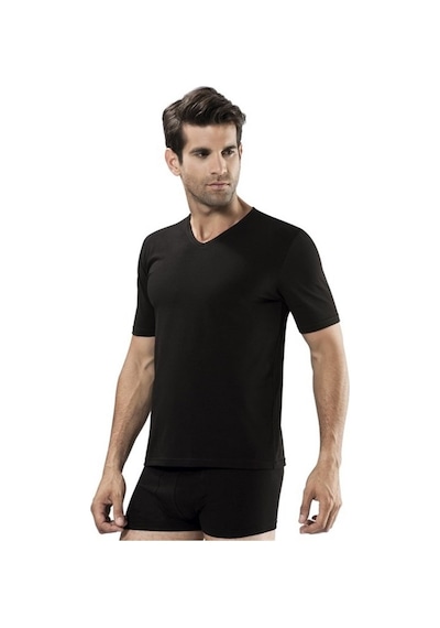 3 Adet Çift Kaplan 945 V Yaka Süprem Erkek Fanila T Shirt Siyah