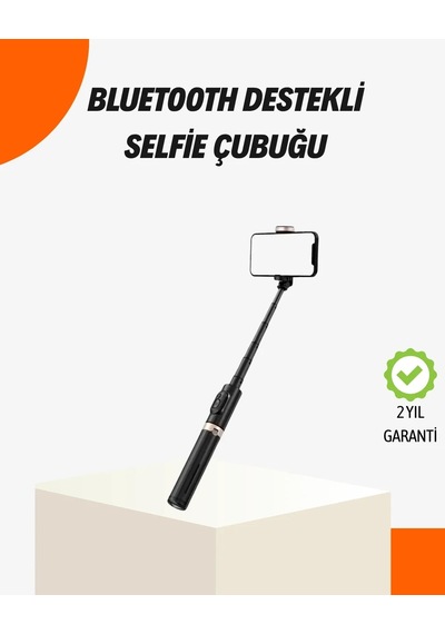 Ers Bluetooth Lu Işıklı Selfie Çubuğu Katlanabilir, 130 Cm