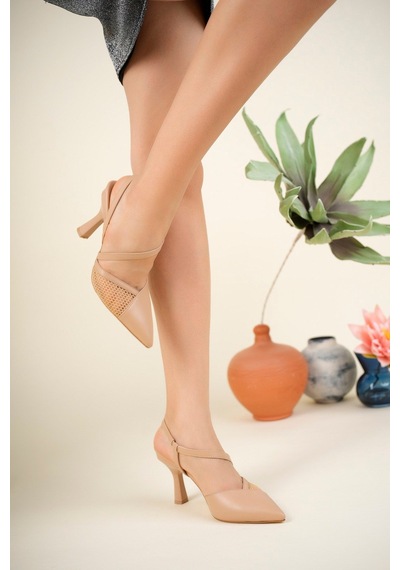 Birikon File Detaylı Stiletto Nut-4883 Nude