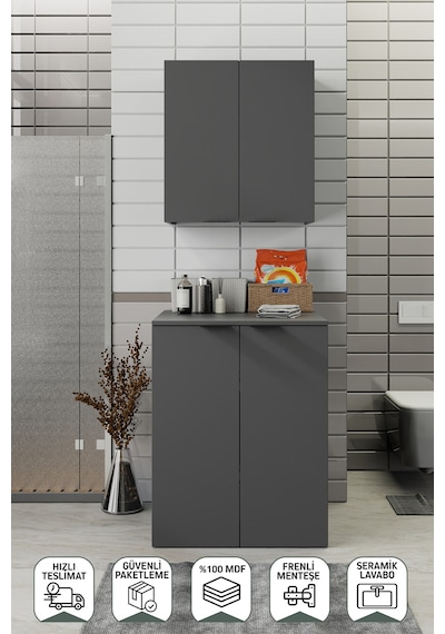 Biani Fix Arya Ve Loft Uyumlu Çamaşır Makinesi Dolabı Renk Mat Gri Biani Fix Arya Ve Loft Uyumlu Çamaşır Makinesi Dolabı Renk Mat Gri