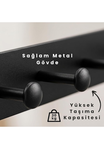 Metal Mat Siyah Kapı Arkası Askılık 7 Kancalı Amerikan Tipi Organizer Askı, Banyo Ve Oda Kapıları İçin Pra Diğer