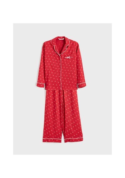 Lcw Dream Kırmızı Gömlek Yaka Kadın Pijama Takımı