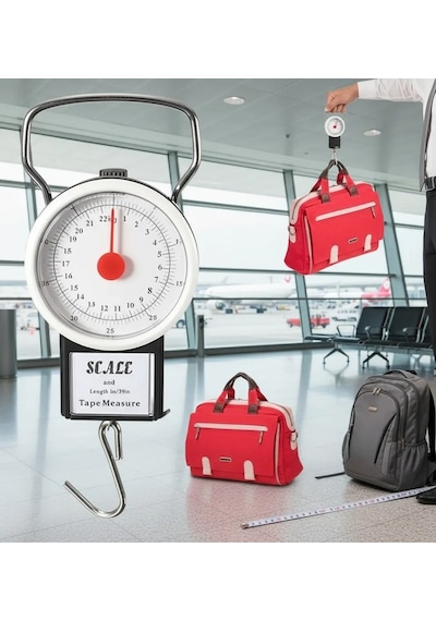 Elektronik Terazi 22 Kg/50lb Kancalı Tartı Aleti 1 Metre Mezuralı Askılı Balıkçı Terazisi