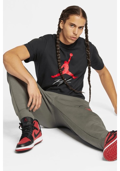 Nike Jordan Jumpman Flight Mens Tee Grafik Baskılı Pamuklu Erkek Tişört Siyah