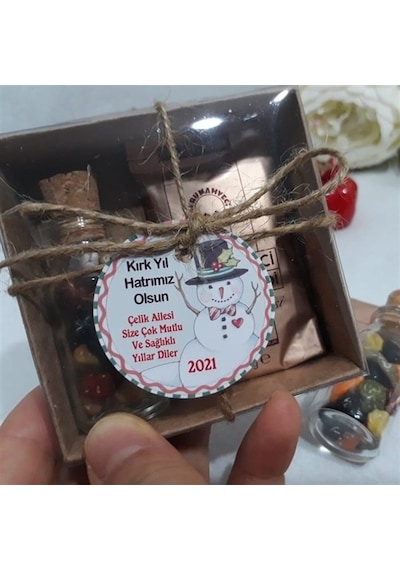Yeni Yıl Temalı Yılbaşı Hediyesi Kahveli Kutular (10 Adet)