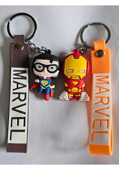 Ironman Ve Superman Silikon Çift Anahtarlığı Ve Çanta Aksesuarı