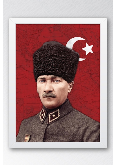 Mustafa Kemal Atatürk Çerçeveli Tablo - Osmanlı Subay Üniformalı