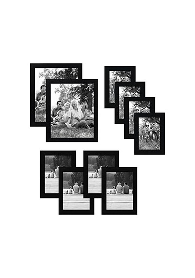 10 Parça Siyah Resim Çerçevesi Seti 8x10, 5x7 Ve 4x6 Boyutlarını İçerir. Kırılmaya Dayanıklı Cam. Asma Donanımı Dahildir