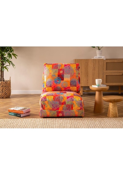 Pafu Taida Tekli Katlanır Yataklı Uzanma Koltuğu Patchwork Turuncu