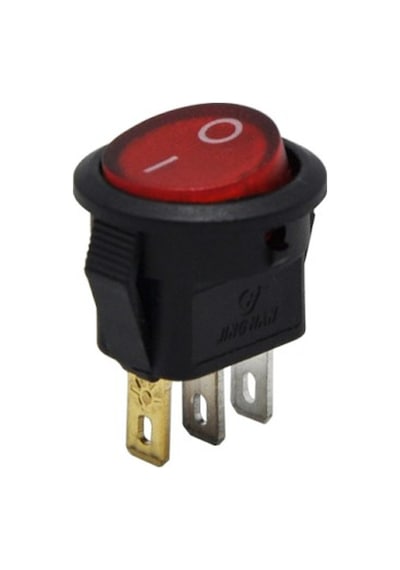 Yuvarlak Mini Anahtar Işikli 220V 3P Kırmızı 14Mm