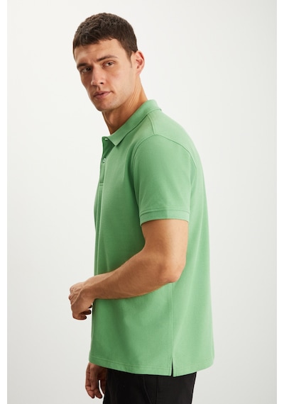 Grimelange Tarnex Erkek %100 Pamuk Kısa Kollu Regular Fit Yeşil Polo Yaka T-shirt