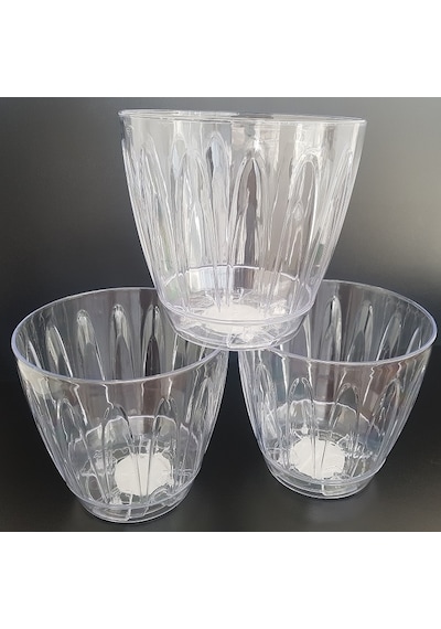 Orkide Saksısı 3 Adet 3 Lt Tabaklı Şeffaf Orkide Saksısı