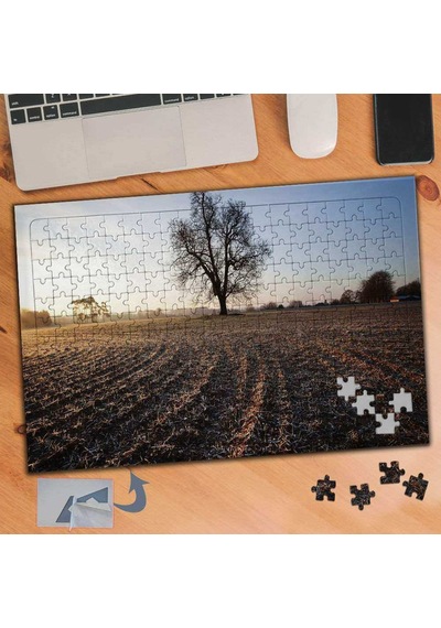Tarladaki Büyük Ağaç Manzarası 240 Parça Puzzle Yapboz Tablo-016