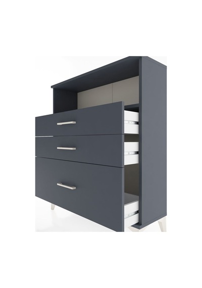 Arges Şifonyer Tek Raflı 3 Çekmeceli 88x30x106 Antrasit-antrasit Antrasit