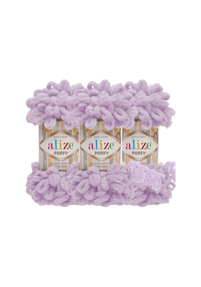 Puffy 3 Lü Paket El Örgü İpi - Şişsiz 100g X 3 Adet Renk No: 27 - Açık Lila