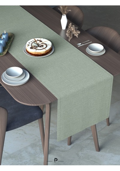 Br Perle Perle Home Keten Dokulu Runner Yeşil Renk Dekoratif Şık Runner Örtü