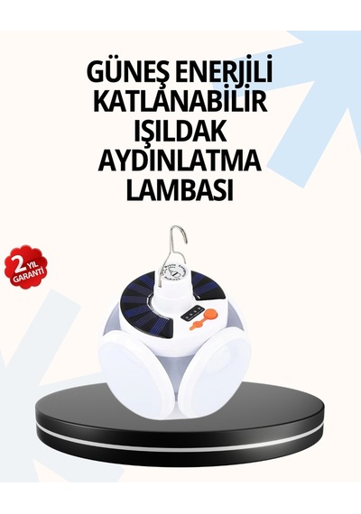 Katlanabilir 5 Kanatlı Solar Led Bahçe Ve Kamp Lambası Altın