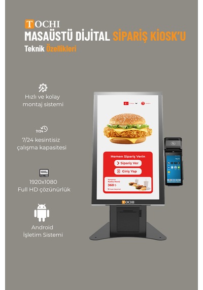 21,5 Inç Masaüstü Ödeme Kiosku Android Fhd Dokunmatik Ekran Yazıcılı