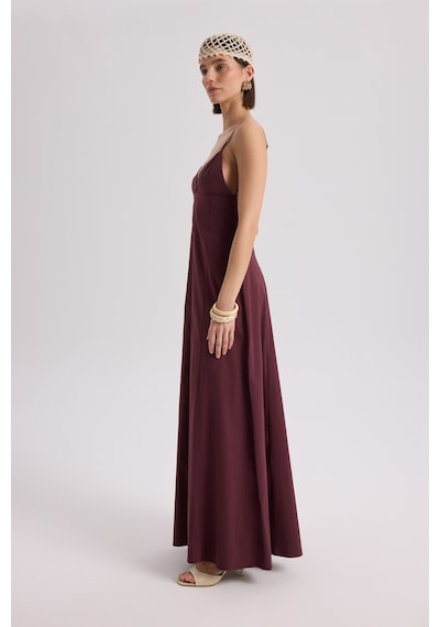 Mai Collection Mai Studios Co. Onella Askılı Bordo Uzun Elbise Bordo
