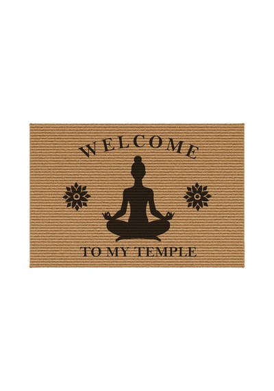 Decovetro Kapı Önü Halı Paspas Yoga Welcome Temple Baskılı 40 X 60 Cm Çok Renkli