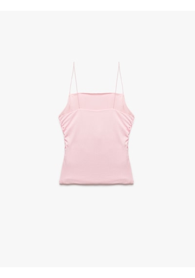 Koton Bürümcük Dokulu Büzgülü İp Askılı Bluz Pembe 5sak10450ek Gül