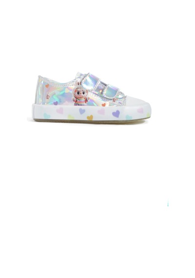Artı Artı Ayakkabı Mia Kids-2401 Hologram 3d Kız Çocuk Cırtlı Işıklı Gümüş Sneakers Gümüş