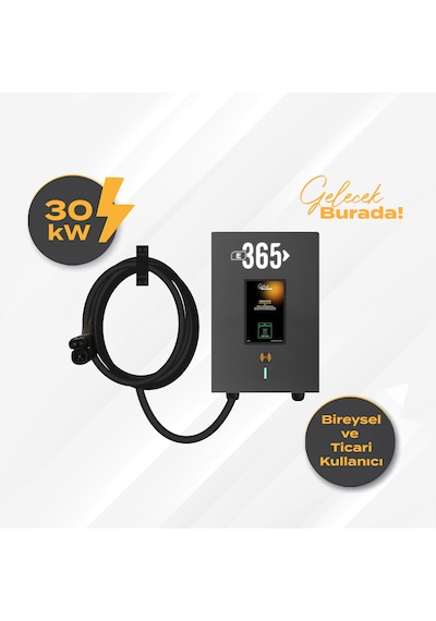 E 365 Dc Duvar Tip 8 İnç Ekranlı Mıd Sayaçlı Tek Kablolu Rfıd 30kw Şarj İstasyonu Bireysel Ve Ticari Kullanıcı 30 kW