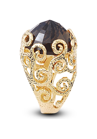 Kuyumcudukkani Özel Tasarım Otantik Gümüş Yüzük-10182-g-smoky 24 Gold