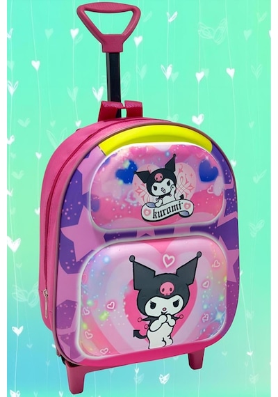 Tezzgelsin 2-6 Yaş Anaokulu Kreş Sanrio Kuromi Model Çekçekli Tekerli 3d Baskılı Sırt Çantası Ve Okul Çantası Çok  Renkli