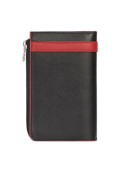 Cengiz Pakel Unisex Hakiki Deri Fermuarlı Kartlık 2512ds - Siyah/kırmızı 2512ds-siyah-kırmızı