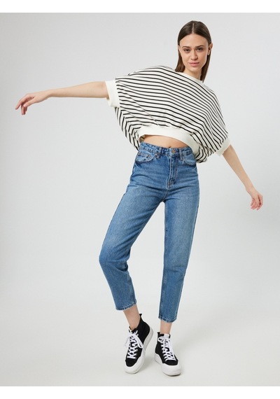 Mom Regular Fit Kadın Pantolon Mavi